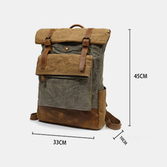 Canvas Leather Backpack Rucksack – Fits 15.6" Laptops | Perfect for College, Weekend Travel, and Daily Use