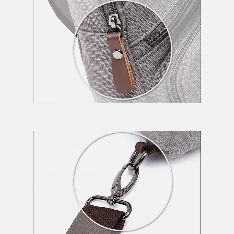 Canvas Sling Bag Crossbody Backpack – Casual Rucksack with USB Charging Port - VOTVO