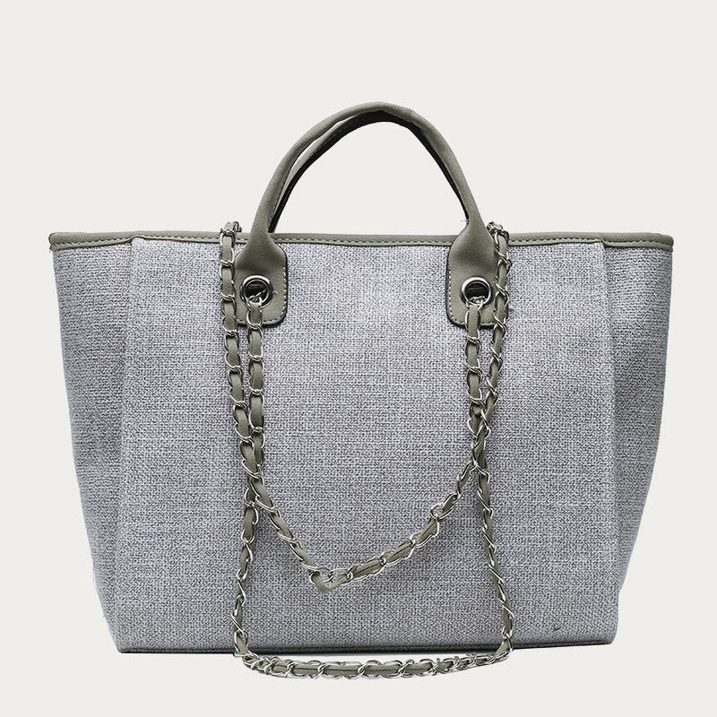 Crossbody Canvas Tote for Women – Chain Strap Bucket Bag - VOTVO