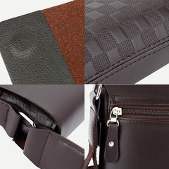 Small Messenger Bag for Men Plaid PU Leather Crossbody Shoulder Bag - VOTVO