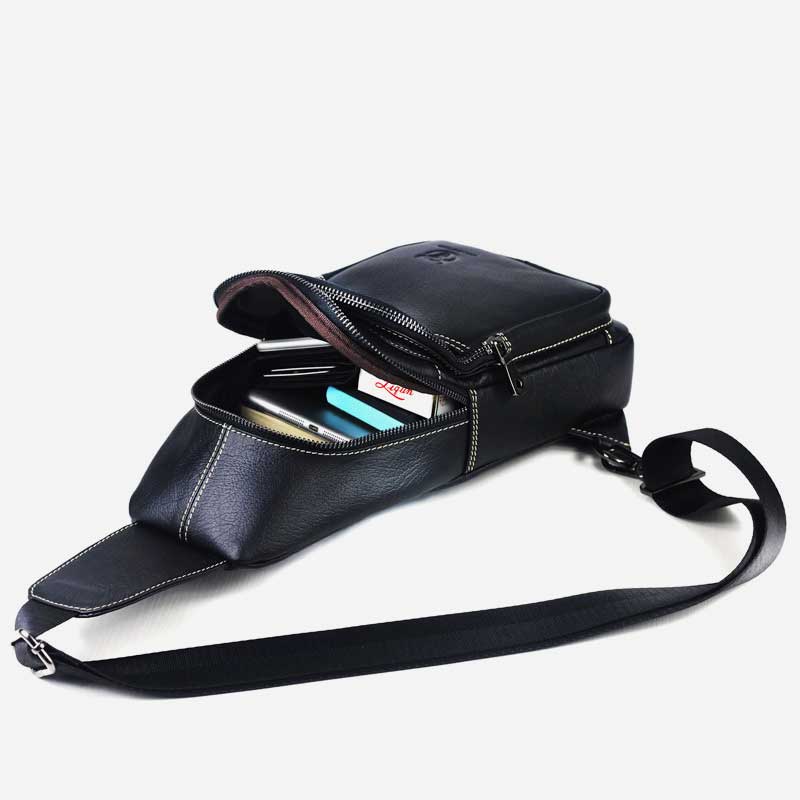 Large Capacity Genuine Leather Sling Bag for Men – Versatile Crossbody Chest Bag - VOTVO