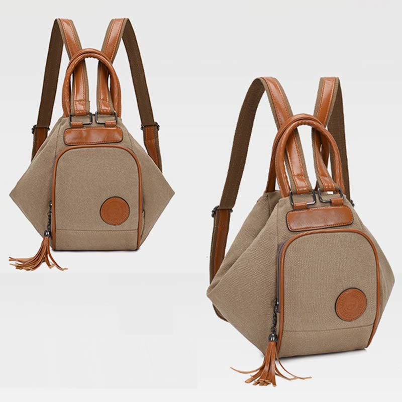 Multifunctional Women's Backpack with Tassel Decor – Durable Canvas Travel Daypack