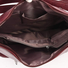 3-Way Use Backpack Multi-Pocket Leather Zip Crossbody Shoulder Bag