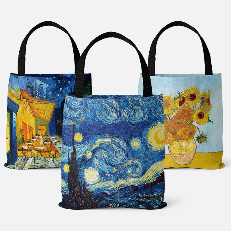 Handbag for Women - Starry Sky Oil Painting Canvas Beach Shoulder Bag