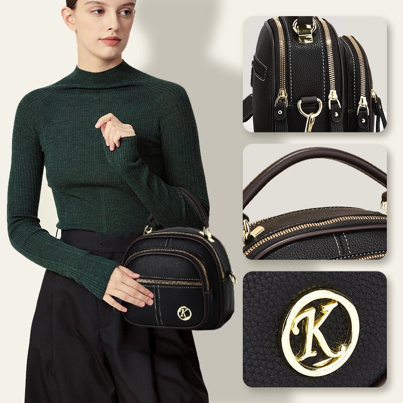 Classic Multifunctional Compartments Adjustable Wide Shoulder Strap PU Leather Crossbody Bag - VOTVO