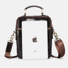 Casual Vintage Genuine Leather Crossbody Bag for Men – Adjustable Strap and Multiple Pockets