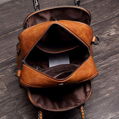 Vintage Leather Satchel Handbags Top-Handle Bag with Cross Body Strap