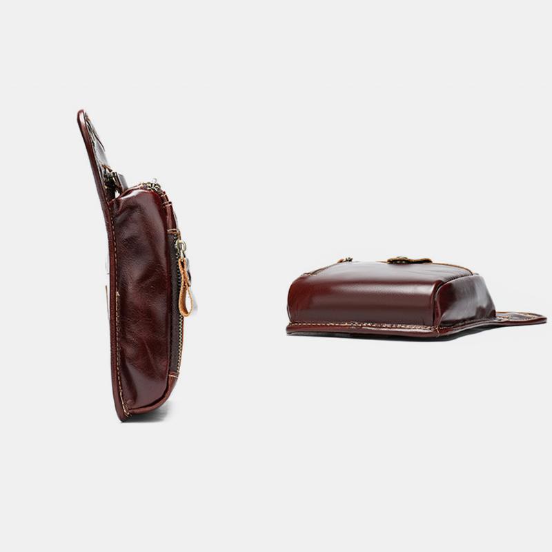 Genuine Leather Retro Sport Waist Bag – Classic Style Meets Practical Functionality