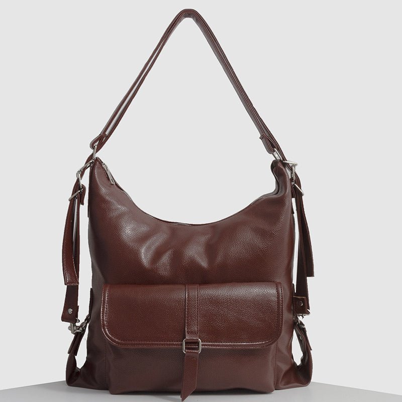 2 - in - 1 Convertible Leather Tote Backpack – Retro Shoulder Bag & Travel Day Pack - VOTVO