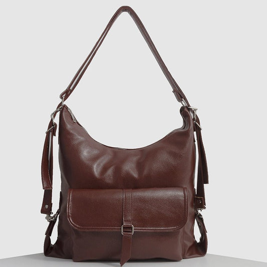 2 - in - 1 Convertible Leather Tote Backpack – Retro Shoulder Bag & Travel Day Pack - VOTVO