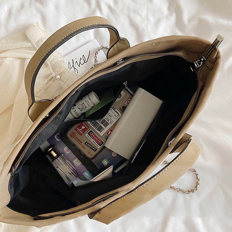 Crossbody Canvas Tote for Women – Chain Strap Bucket Bag - VOTVO