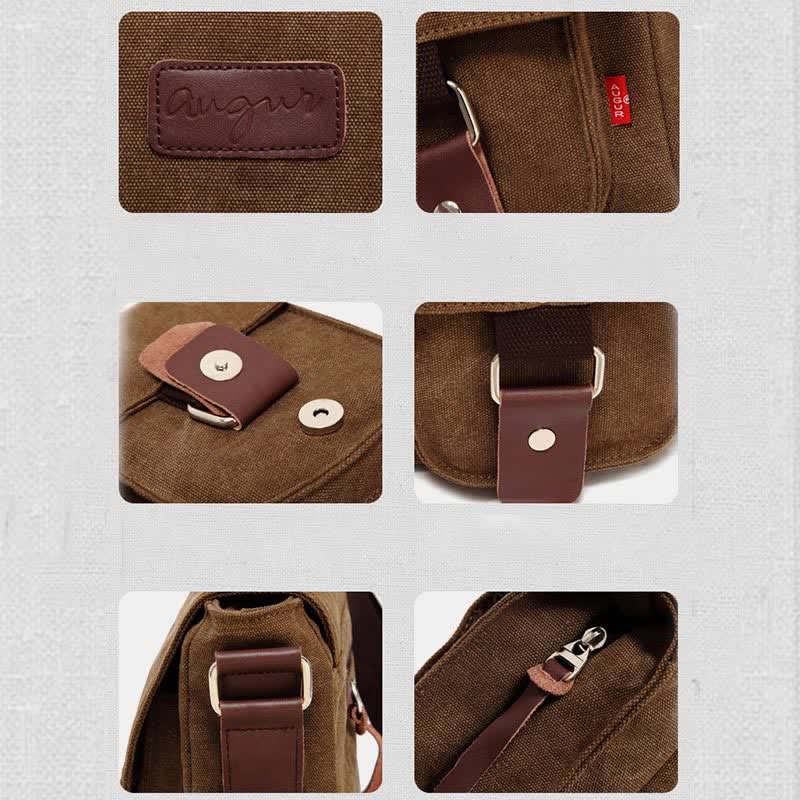 Borsa a tracolla in tela da uomo – Borsa a tracolla vintage multitasche