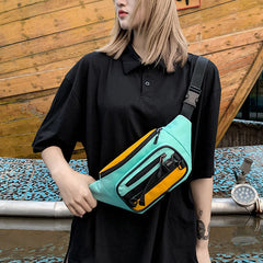 Contrast Color Crossbody Waist Bag for Girls - Stylish Canvas Sling Purse