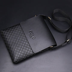 Small Messenger Bag for Men Plaid PU Leather Crossbody Shoulder Bag - VOTVO
