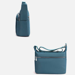 Crossbody Plaid Nylon Tote Bag for Women – Multi-Pocket Waterproof Purse