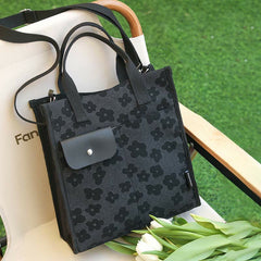 Floral Crossbody Tote Bag – Cute Nylon Shoulder Purse for Office & Daily Use