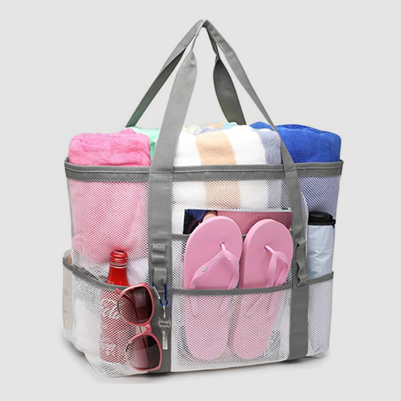 Large Capacity Beach Bag for Holiday Travel – Portable Mesh Shoulder Bag