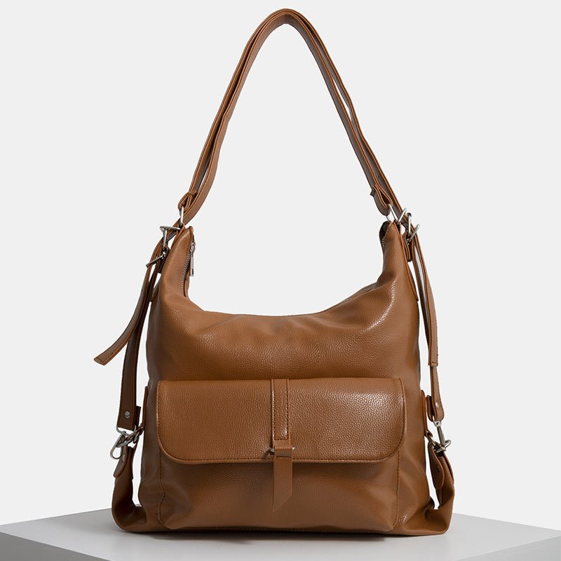 2 - in - 1 Convertible Leather Tote Backpack – Retro Shoulder Bag & Travel Day Pack - VOTVO