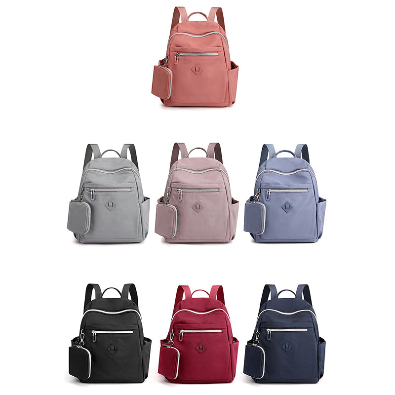 Zaino da donna in nylon con piccolo portamonete – Borsa da viaggio casual da giorno