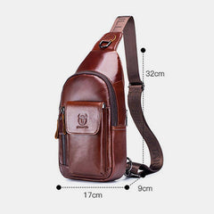 Genuine Leather Sling Chest Bag with Earphone Hole – Stylish & Practical Crossbody Shoulder Bag - VOTVO