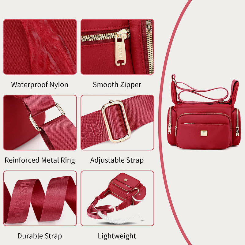 Nylon Crossbody Bag for Women – Daily Use, Multiple Pockets, Adjustable Strap