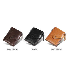 Cartera pequeña RFID de cuero genuino: compacta y segura