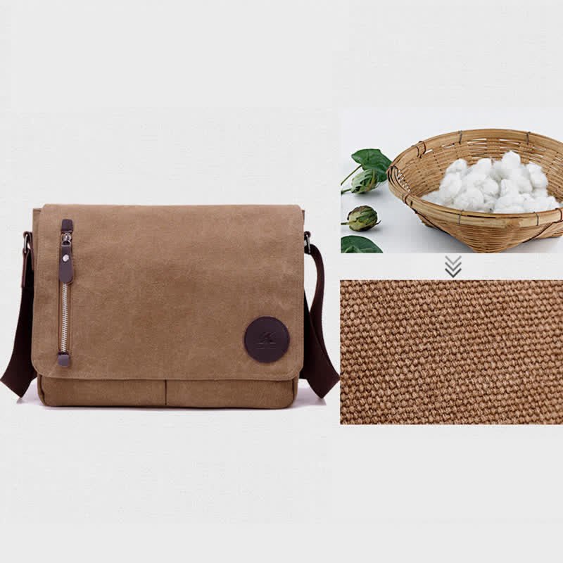 Canvas Messenger Bag for Men Travel Satchel Water Resistant Crossbody Bag - VOTVO