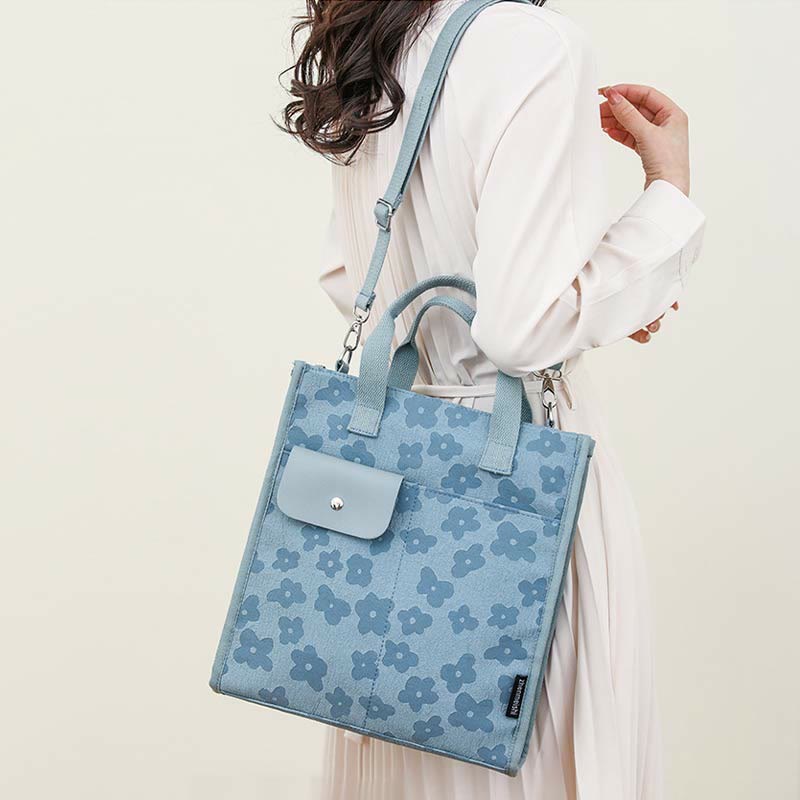 Floral Crossbody Tote Bag – Cute Nylon Shoulder Purse for Office & Daily Use - VOTVO