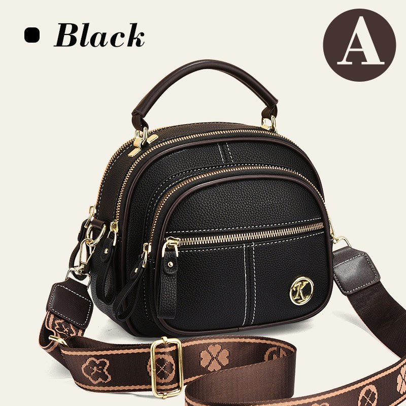 Classic Multifunctional Compartments Adjustable Wide Shoulder Strap PU Leather Crossbody Bag - VOTVO