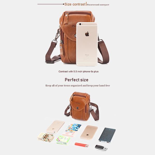 Men's Genuine Leather Phone Purse – Crossbody & Waist Bag for Daily Use