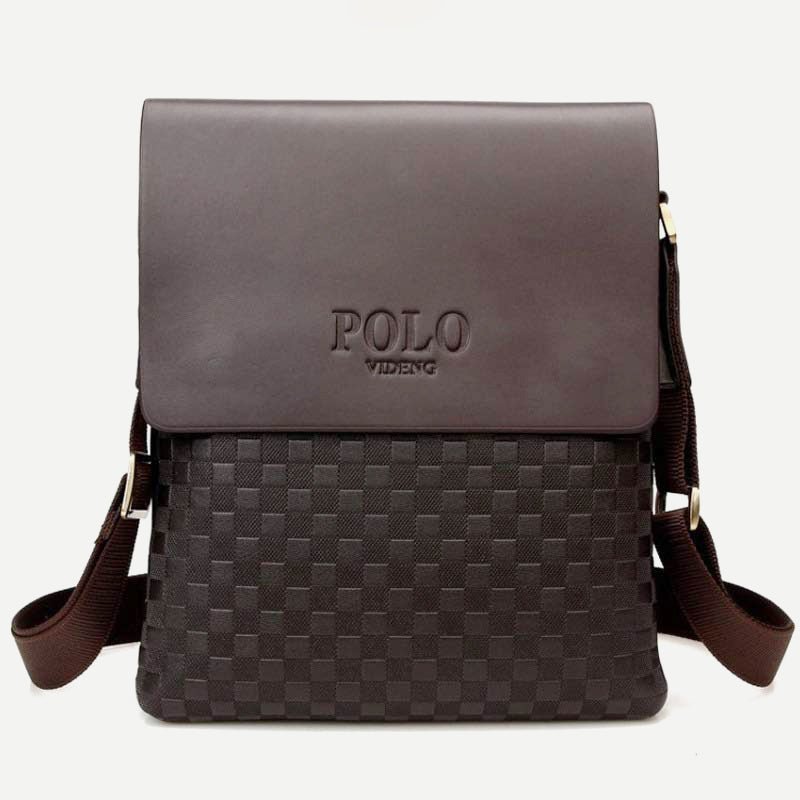 Small Messenger Bag for Men Plaid PU Leather Crossbody Shoulder Bag - VOTVO