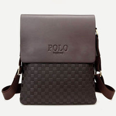 Small Messenger Bag for Men Plaid PU Leather Crossbody Shoulder Bag - VOTVO