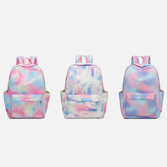 3Pcs Tie - Dye Girls Backpack Set – Canvas School Bookbag, Lunch Bag & Pencil Case for Students, Women, and Teens - VOTVO