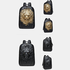3D Animal Head Studded Leather Backpack – Cool Laptop College Bookbag - VOTVO