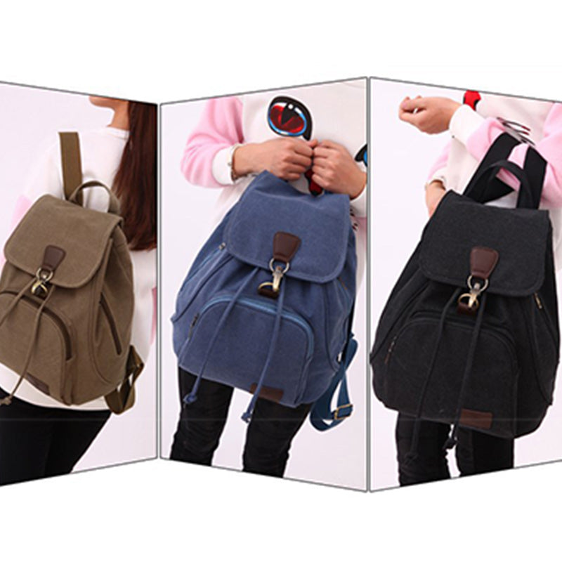 Canvas Backpack for Women & Girls – Vintage Drawstring School & Travel Rucksack