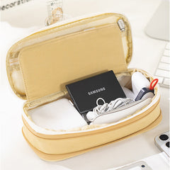 Astuccio portapenne in tela di grande capacità con colori coordinati: perfetto per lo studio e l'organizzazione