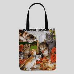 Cute Kitty Canvas Tote Bag – Multifunctional Handbag & Shoulder Bag for Daily Use