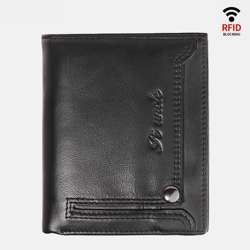 Anti-Theft Multi-Slot Small Wallet for Men – Genuine Leather, Secure & Compact Design