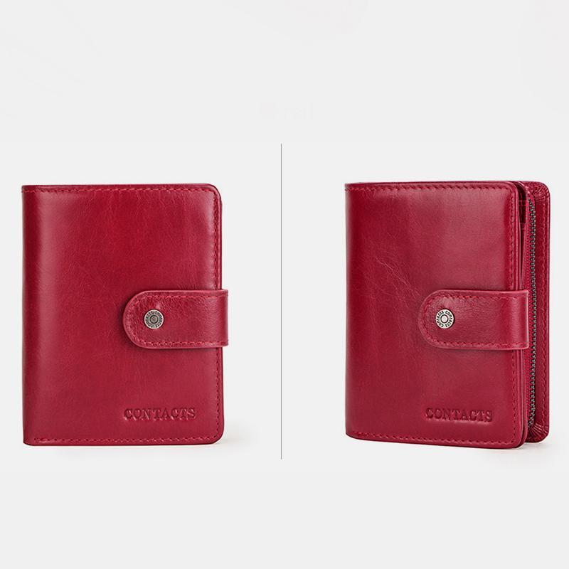 Genuine Leather RFID Trifold Anti-theft Retro Wallet for Women