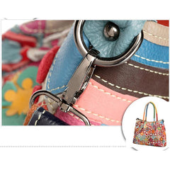 Genuine Leather Multicolor Flower Boho Handbag – A Touch of Artistic Elegance - VOTVO