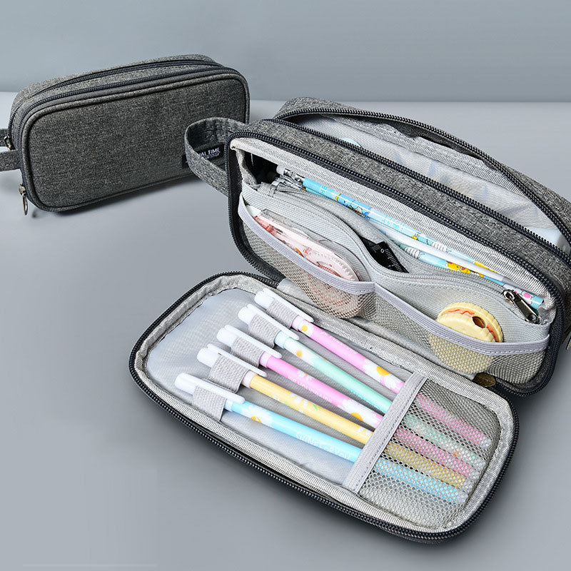 Large Capacity Canvas Pencil Case – Durable Pen Pouch for Office & School