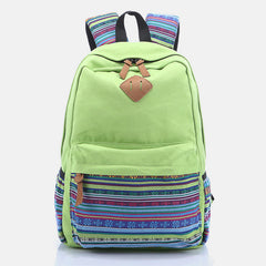 Colorful Stripe Custom Canvas Backpack for Women – Sporty Student Daypack
