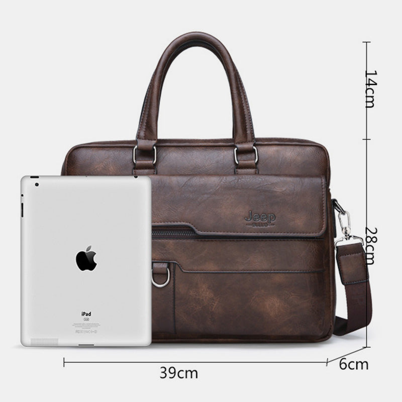 Lightweight PU Leather Messenger Bag – Slim Business Briefcase for Men