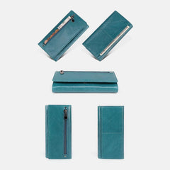 Cartera vintage de piel auténtica RFID para mujer