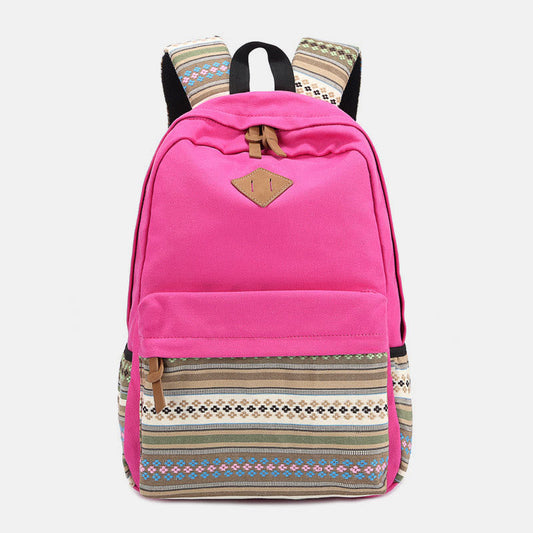 Colorful Stripe Custom Canvas Backpack for Women – Sporty Student Daypack