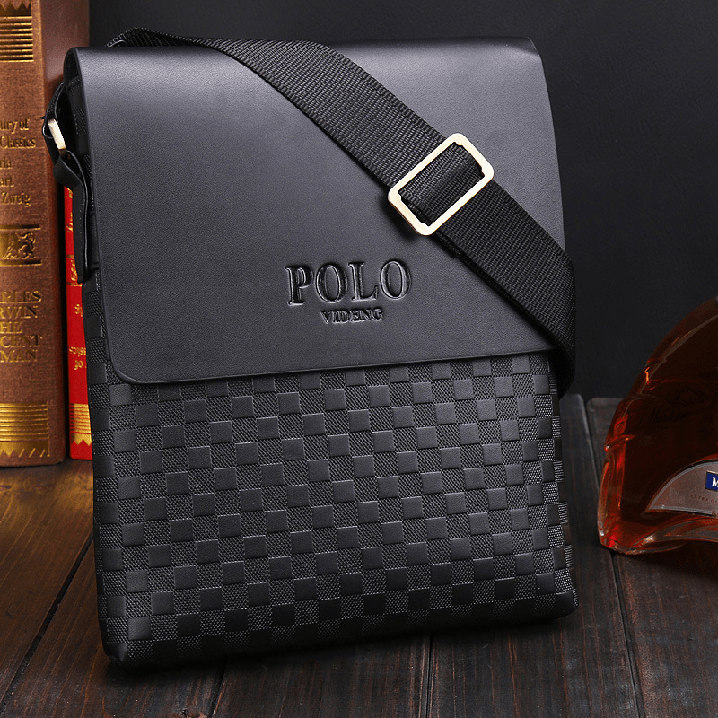 Small Messenger Bag for Men Plaid PU Leather Crossbody Shoulder Bag - VOTVO