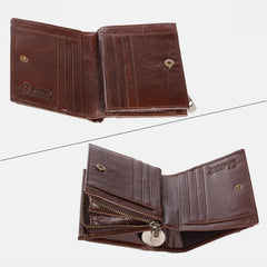 Anti-Theft Multi-Slot Small Wallet for Men – Genuine Leather, Secure & Compact Design