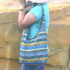 Borsa a tracolla in tela di grande capacità per donna - Borsa a tracolla colorata