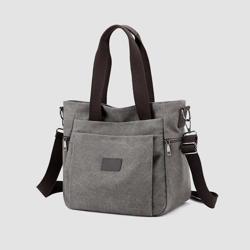 Multi-Pocket Canvas Handbag for Women - Durable, Roomy Shoulder Tote & Crossbody Bag