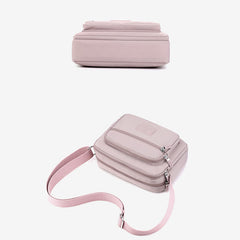 4-Zip Crossbody Bag – Lightweight Nylon Purse for Women